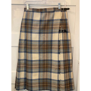 Vintage Pure New Wool Tartan Kilt Skirt Made in England Size 14 Tag Plaid